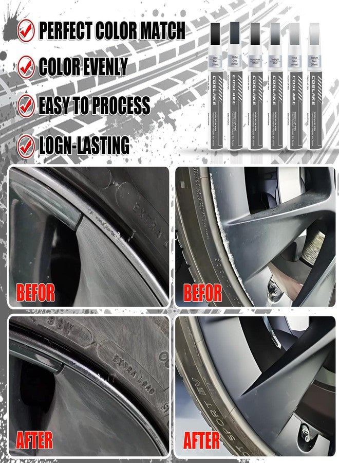COSLAKE Rim Touch Up Paint(Matte Black) for Tesla Model Y 20'' Induction Wheel/19’’ Crossflow Wheel, Curb Rash Repair Rim Scratch Repair with Masking Tape & Sandpaper - Image 3